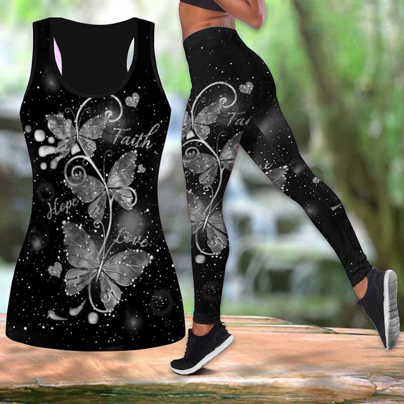 Butterfly - Komfortables Schmetterling Tank Top & Leggings Set