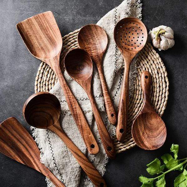 Hochwertiges Küchen-Utensilien Set aus Holz