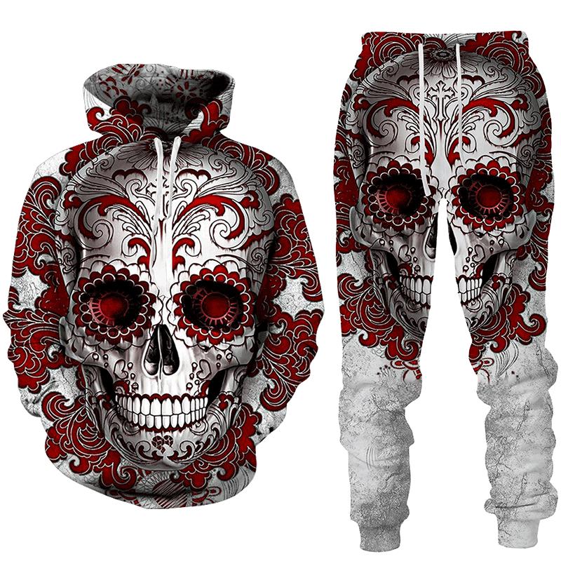 Skullz - Komfortabler Schädel Muster Jogginganzug
