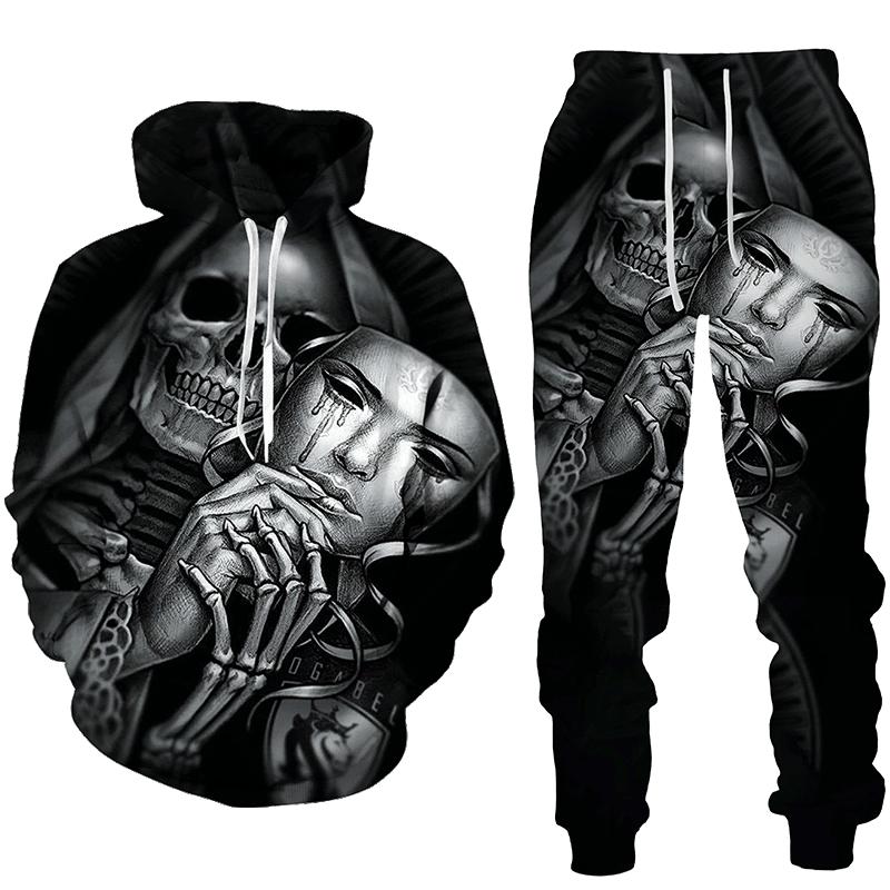 Skullz - Komfortabler Schädel Muster Jogginganzug