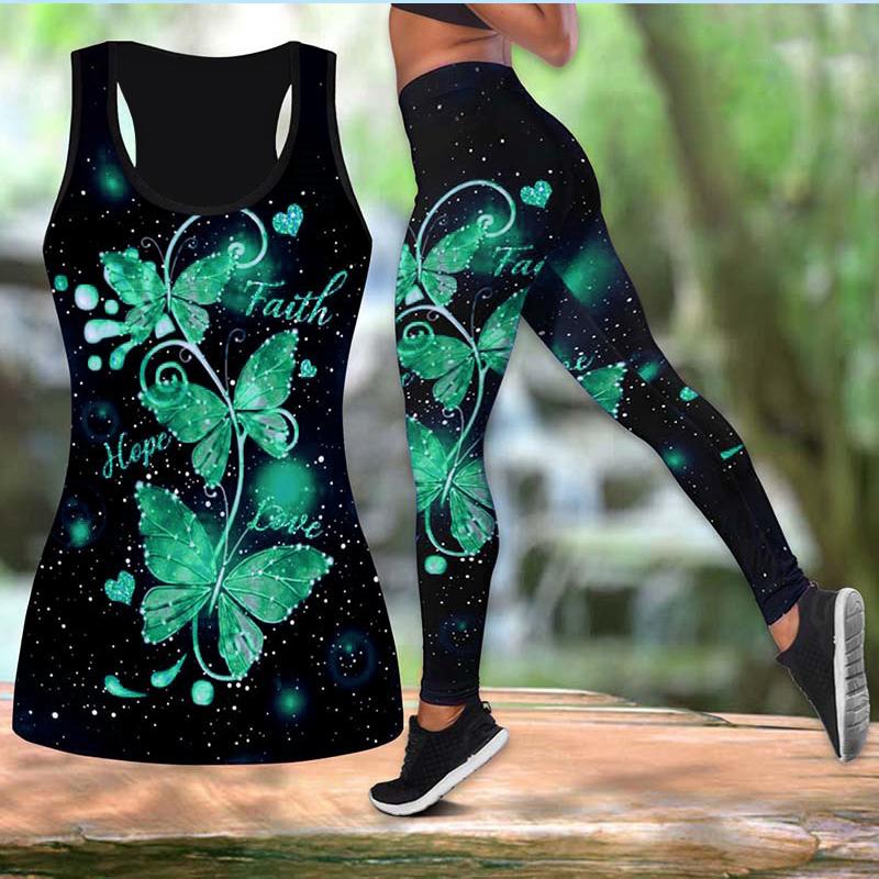 Butterfly - Komfortables Schmetterling Tank Top & Leggings Set