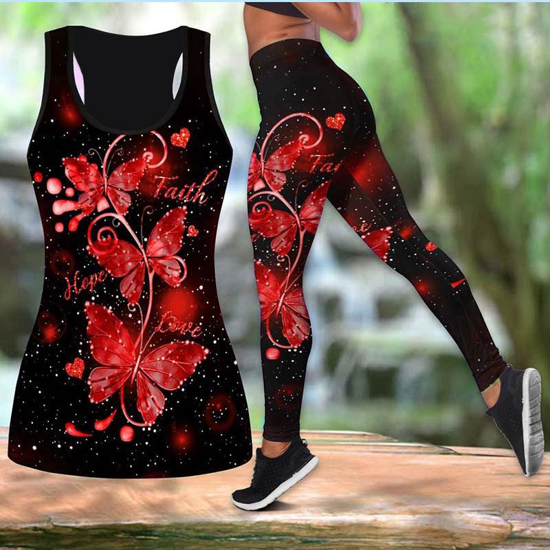 Butterfly - Komfortables Schmetterling Tank Top & Leggings Set