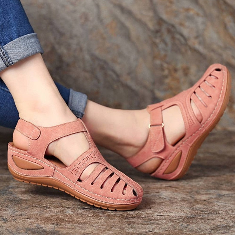 Freizeit Leder Sandalen für Damen