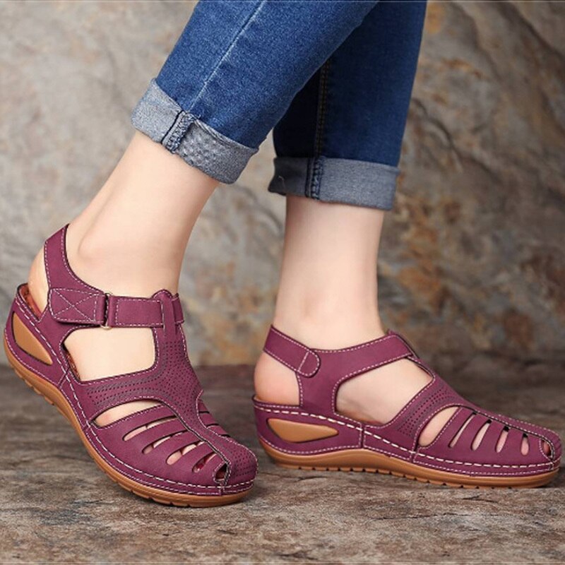 Freizeit Leder Sandalen für Damen