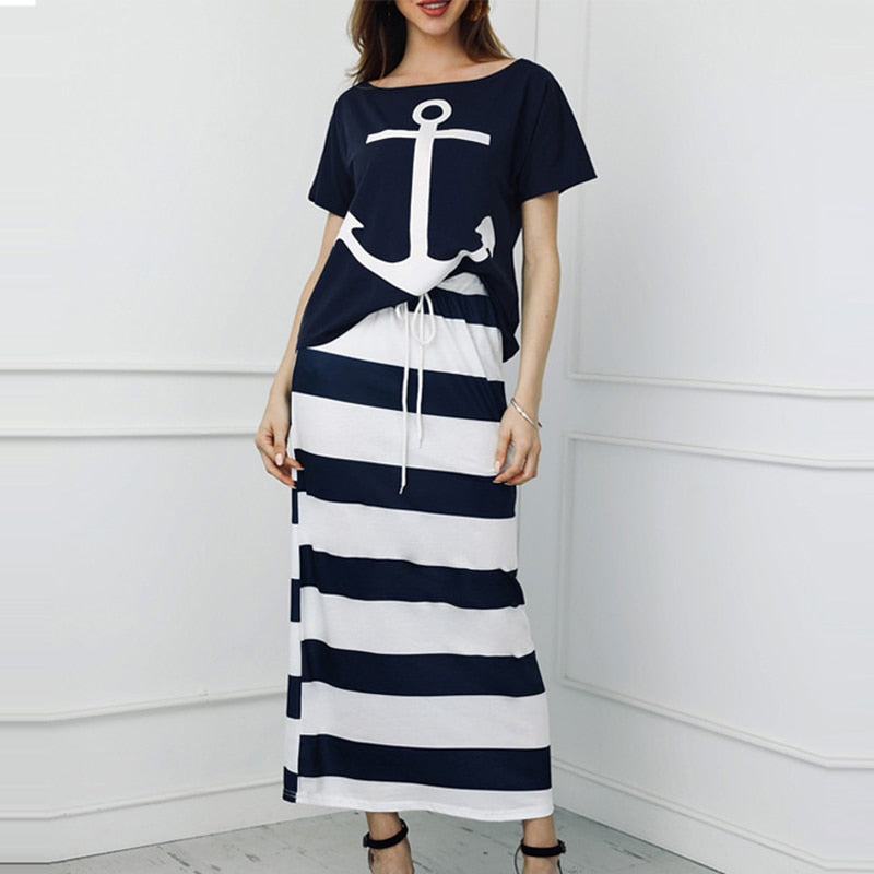 Mari- Komfortables Shirt & Maxi Rock 2-Teiler Set