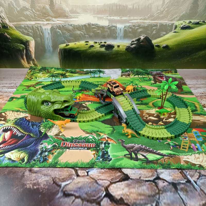 DinoLand™ - Eisenbahnschienen-Set mit Spielmatte