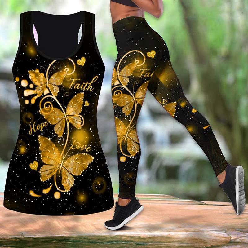 Butterfly - Komfortables Schmetterling Tank Top & Leggings Set