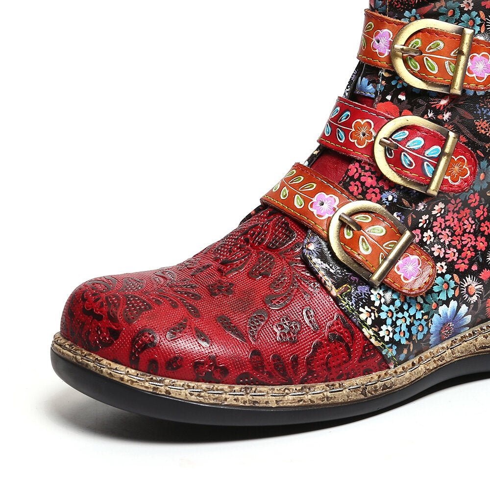 Elea™ - Retro Damen Stiefel mit Metallschnalle