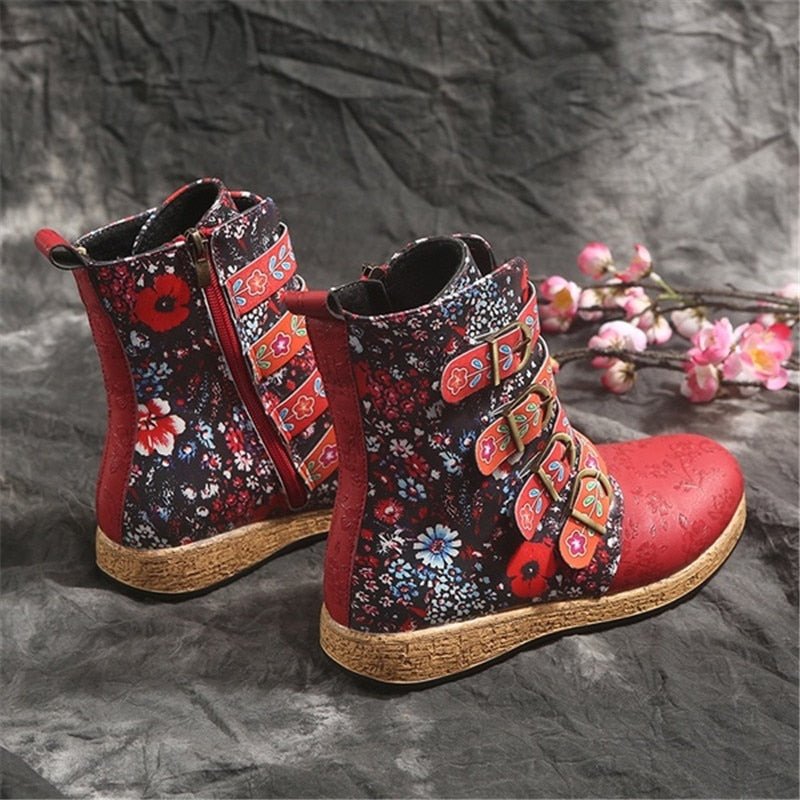 Elea™ - Retro Damen Stiefel mit Metallschnalle