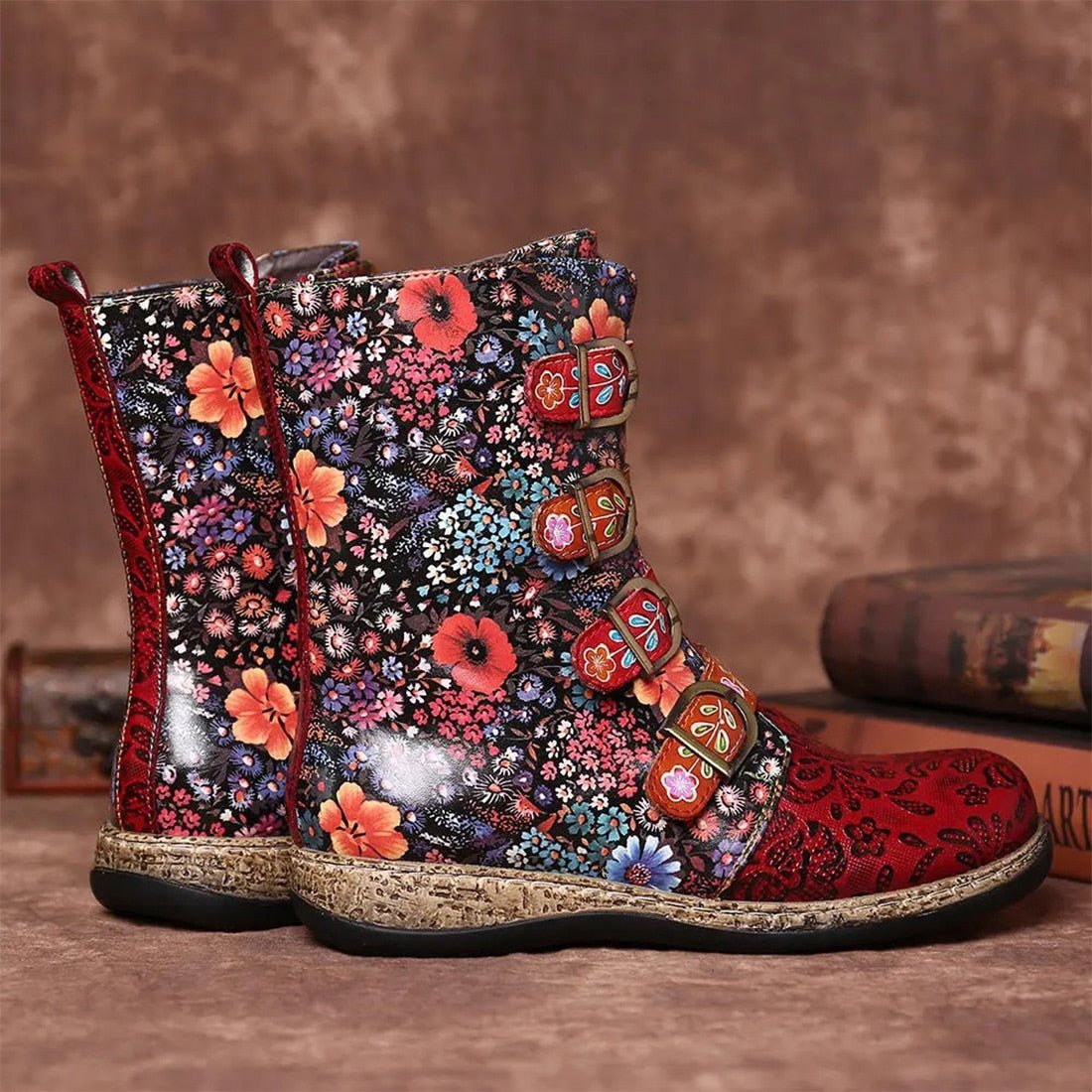 Elea™ - Retro Damen Stiefel mit Metallschnalle
