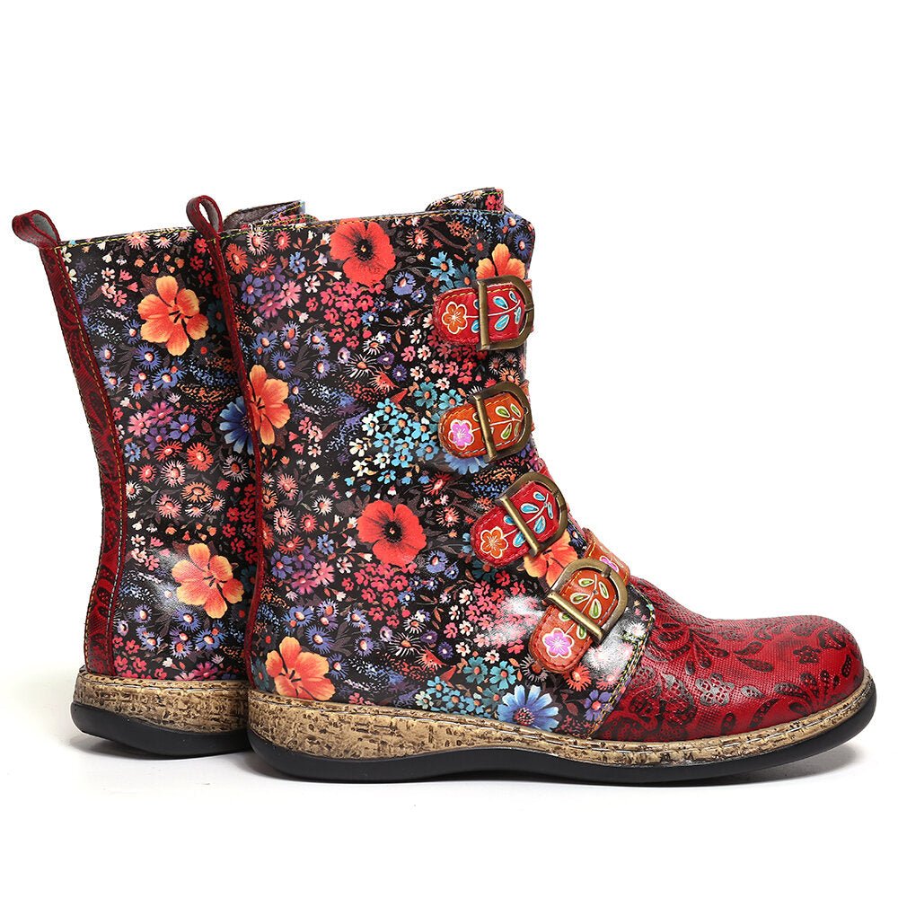 Elea™ - Retro Damen Stiefel mit Metallschnalle