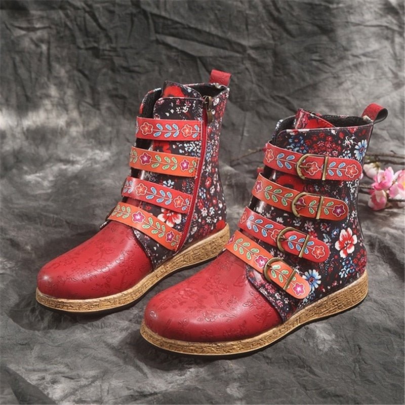 Elea™ - Retro Damen Stiefel mit Metallschnalle