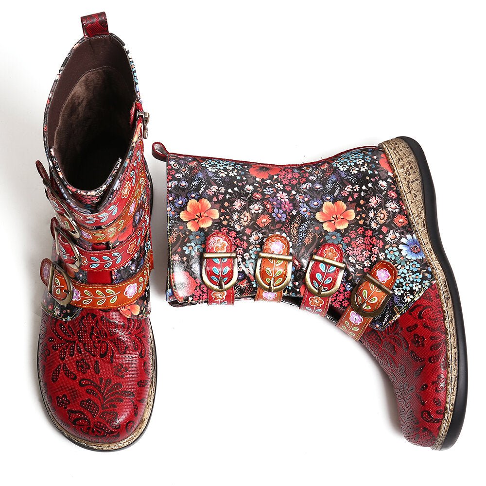 Elea™ - Retro Damen Stiefel mit Metallschnalle