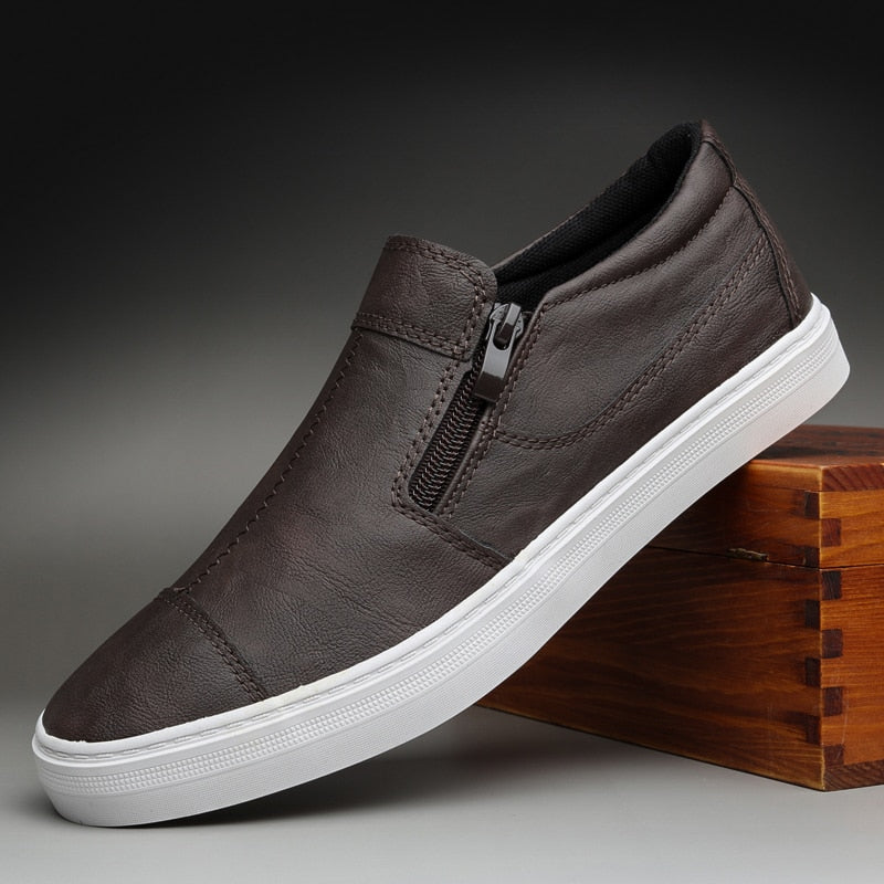 Herren Lederschuhe mit Reißverschluss