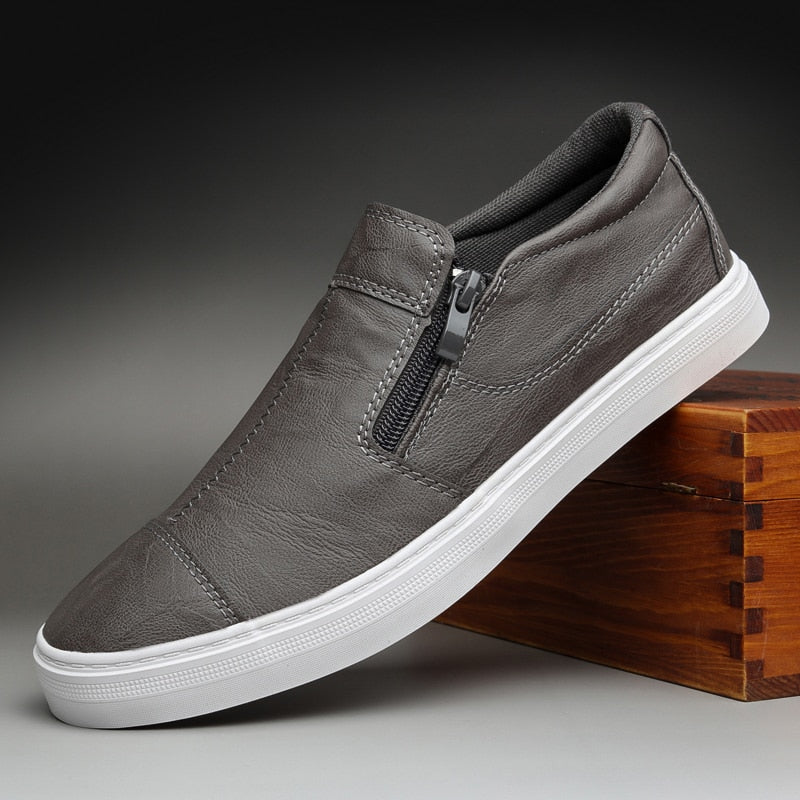 Herren Lederschuhe mit Reißverschluss