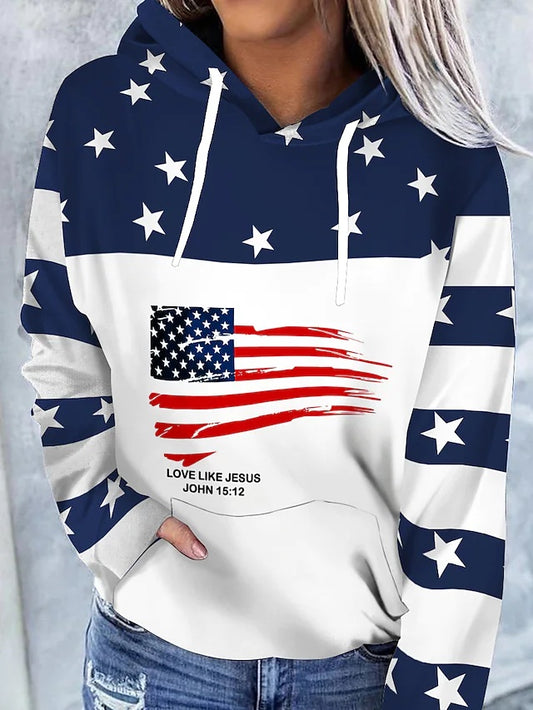 Kuscheliger Kapuzenpullover mit Amerikanischer Flagge