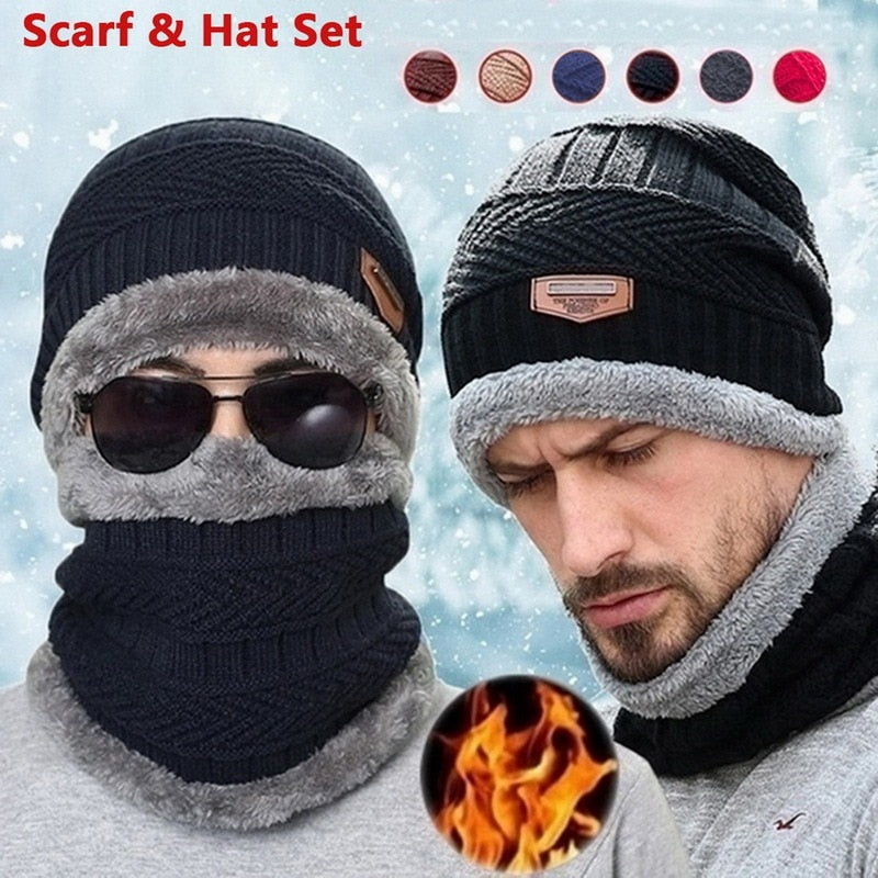 Windbreak - Warme Strickmütze mit Fleece-Schal (1+1 GRATIS)