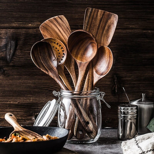 Hochwertiges Küchen-Utensilien Set aus Holz