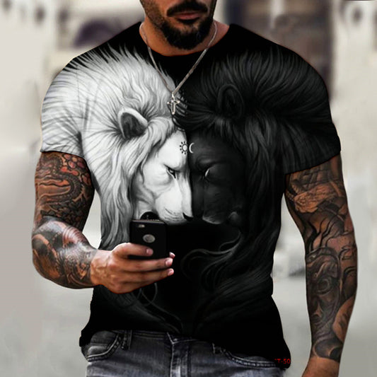 Stylisches Löwen Schwarz Weiß T-Shirt