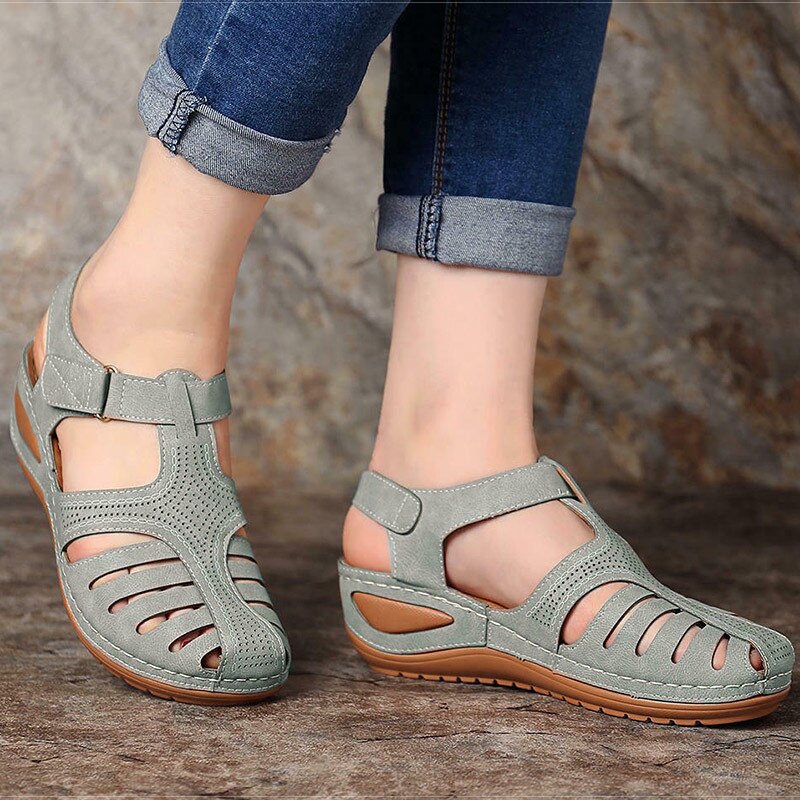 Freizeit Leder Sandalen für Damen